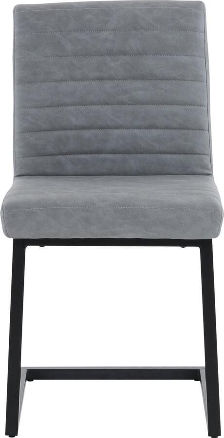 Merax 6er Set Esszimmerstoelen met Verticale Strepen – Gepolsterde Stoelen met Zickzackvormige Metalen Poten – Moderne Lounge Stoelen voor Woonkamer Slaapkamer en Werkruimte – Kunstleer Lichtgrijs - Foto 2