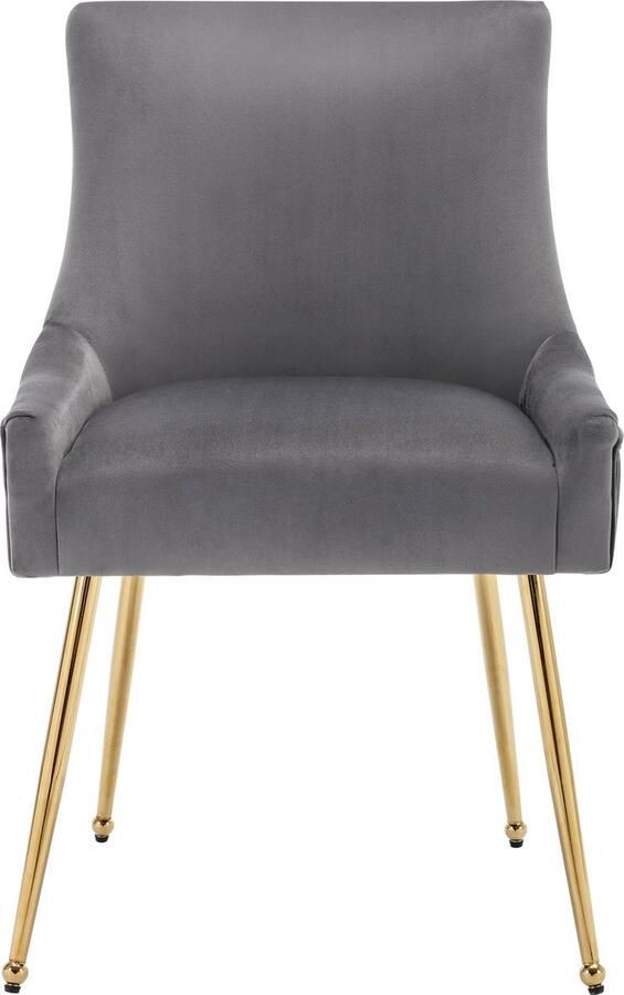 Merax 6-Delige Set Esszimmerstoelen met Verticale Strepen – Gepolsterde Loungestoelen met Metalen Poten en Handgreep – Modern Design – Grijs