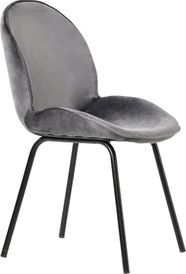 Merax Eetkamerstoelen (Set van 4) Ronde Rugleuning Zachte Velvet Zitting Stalen Frame Ergonomisch Voor Woonkamer en Keuken Max. Draagkracht 150 kg Grijs