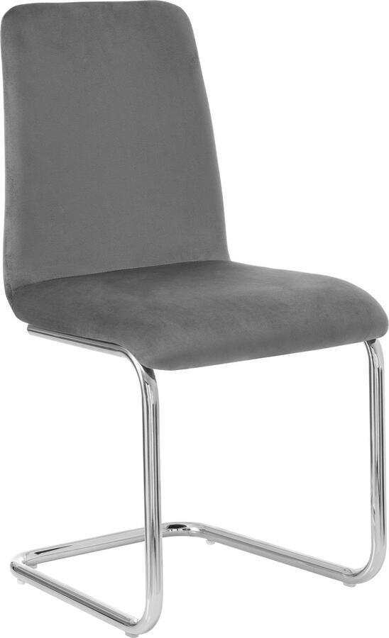 Merax Eetkamerstoelen Set van 2 Stoelen Verchroomd Metalen Frame Tot 150 kg Belastbaar Luxe Zachte Velvet Bekleding Ergonomisch Ontwerp met Verstelbare Voeten Grijs