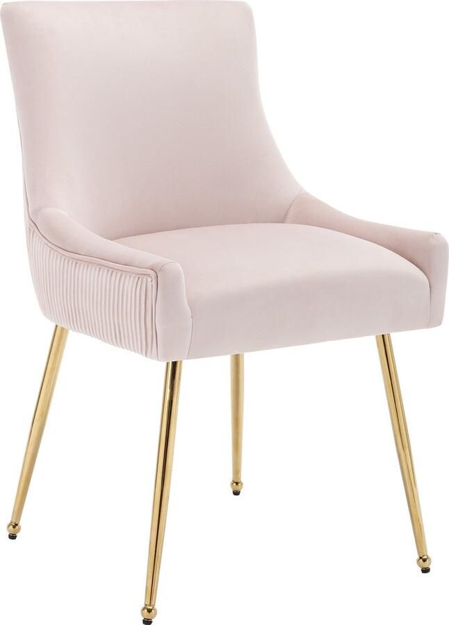 Merax Set van 6 Esszimmerstoelen met Verticale Strepen Gepolsterd Metalen Onderstel met Handgreep Moderne Loungestoel Roze - Foto 2