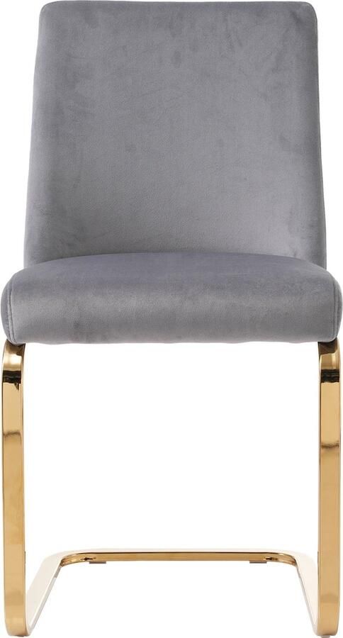 Merax set van 6 fluwelen stoelen Luxueus design met diamantvormige rugleuning en metalen poten Perfect voor woonkamer en slaapkamer Grijs