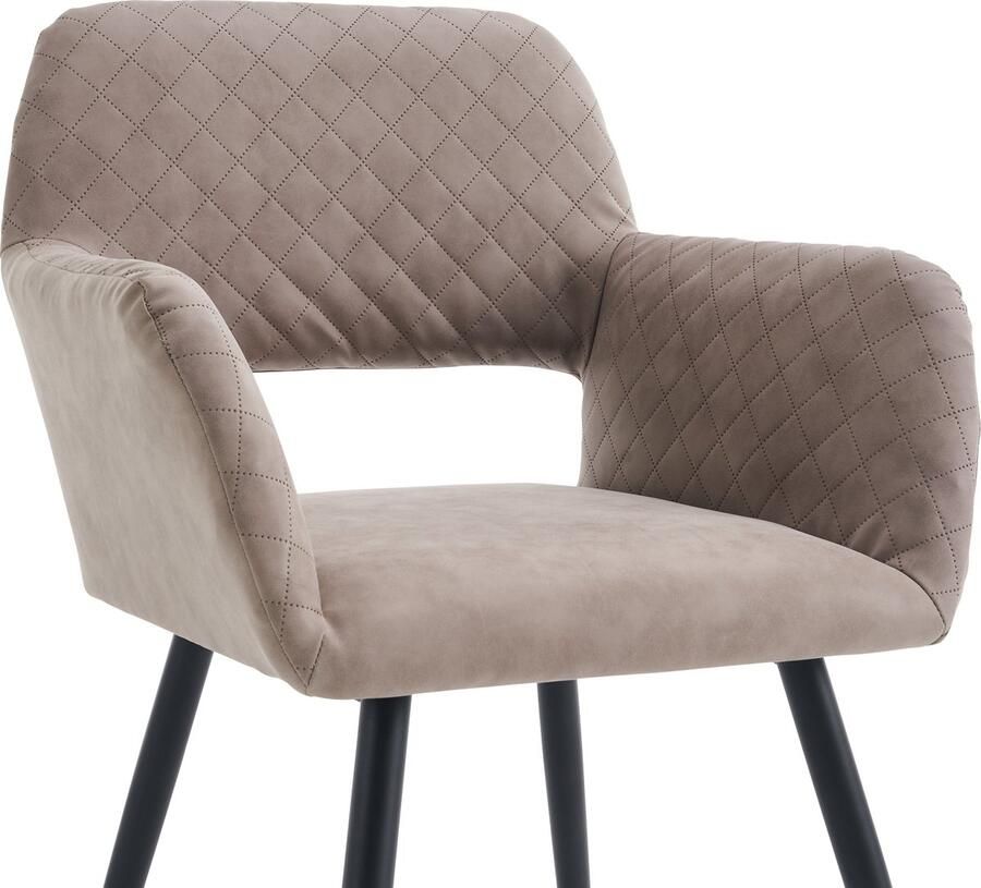 Merax Set van 6 Eetkamerstoelen met Armleuning Keukenstoelen in Kunstleer Stoelen met Ergonomisch ontwerp Khaki - Foto 2