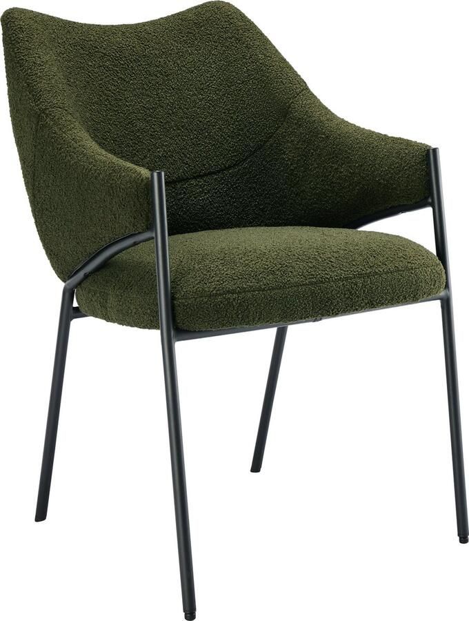 Merax Luxe Eetkamerstoelen Set van 4 Comfortabele Loungestoelen met Armleuning en Dik Zitkussen Sherpa Stof en Verstelbare Poten Groen