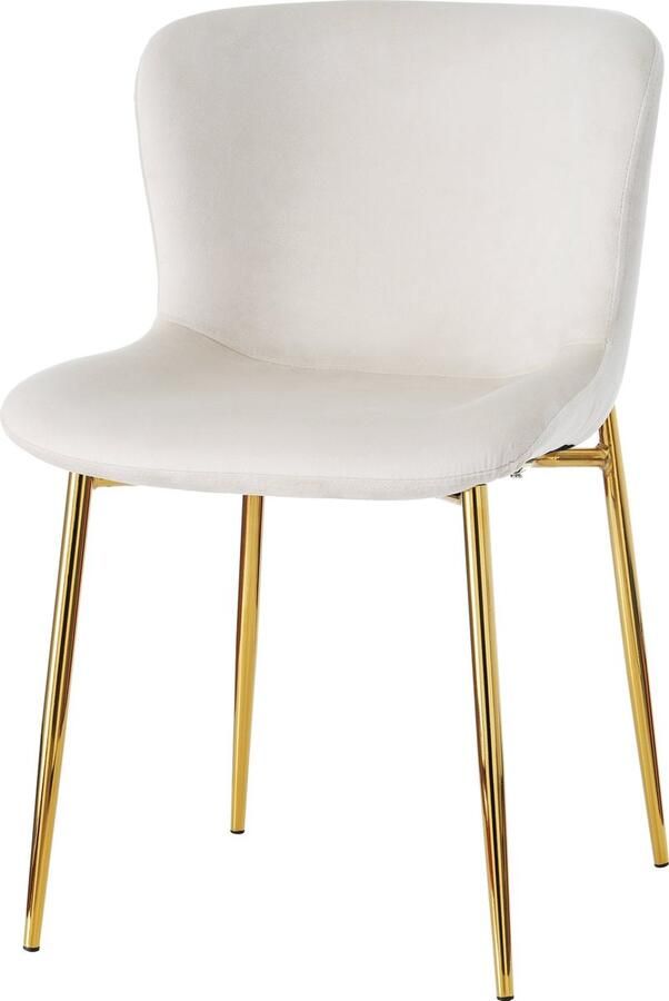 Merax Set van 6 Luxe Eetkamerstoelen van Fluweel Beige Lounge Stoelen met Vergulde Metaalpoten Perfect voor Woonkamer en Slaapkamer