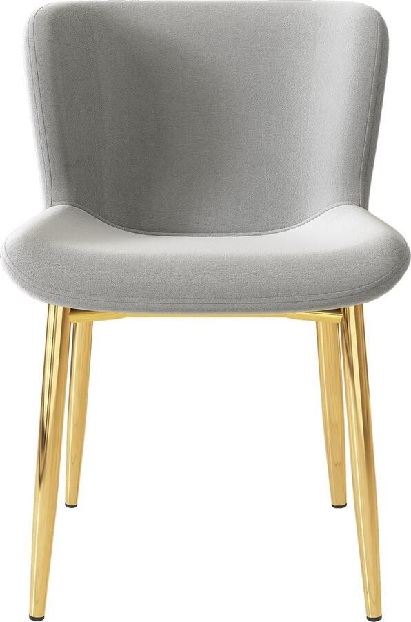 Merax Velvet Eetkamerstoelen Set van 2 Moderne Luxe Stoelen voor Woonkamer of Slaapkamer Grijs met Vergulde Metalen Poten