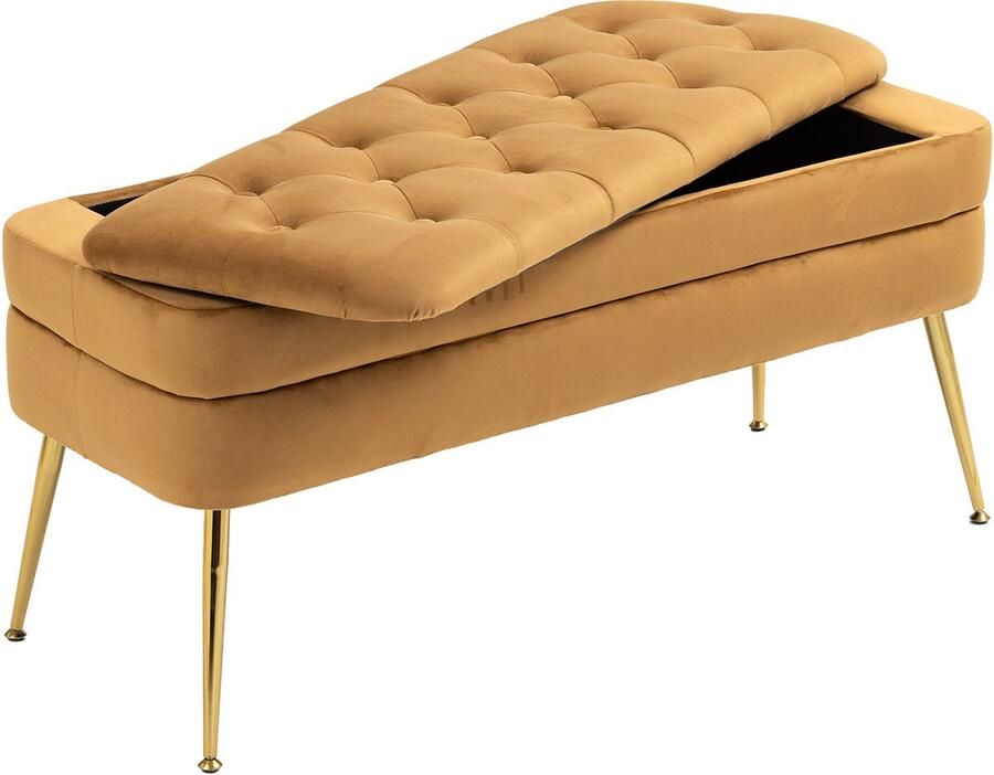 Merax Speicher Ottoman Schlafzimmer End Bank gepolsterter Stoff Speicher Ottoman mit Sicherheitsscharnier Eingang gepolsterter Fußhocker Ottoman Bank für Wohnzimmer en Schlafzimmer