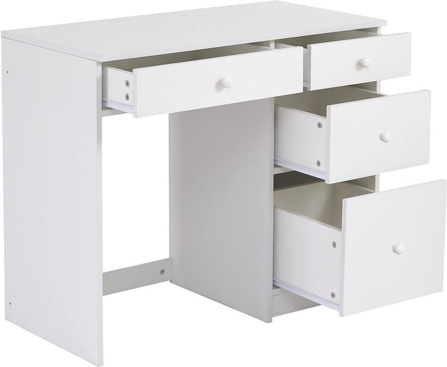 Merax Hochbett 90 X 200 cm mit Aufbewahrungsschränken und Computertisch multifunktionales Hochbett für Kinder aus Holz in Weiß - Foto 3