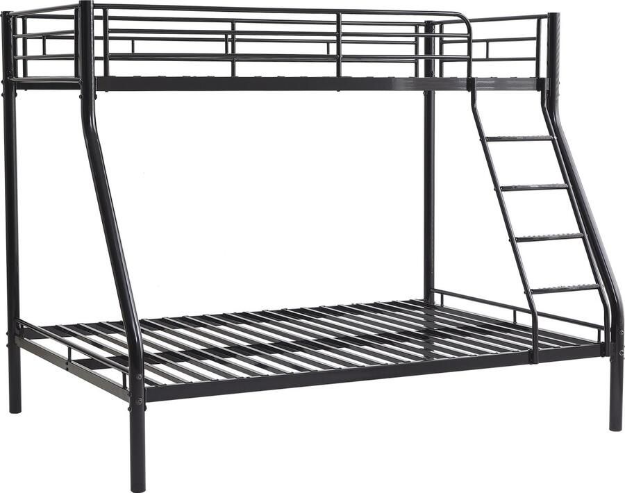 Merax Stapelbed voor 3 Personen – 95x200 Eenpersoonsbed en 130x195 Tweepersoonsbed – Zwart