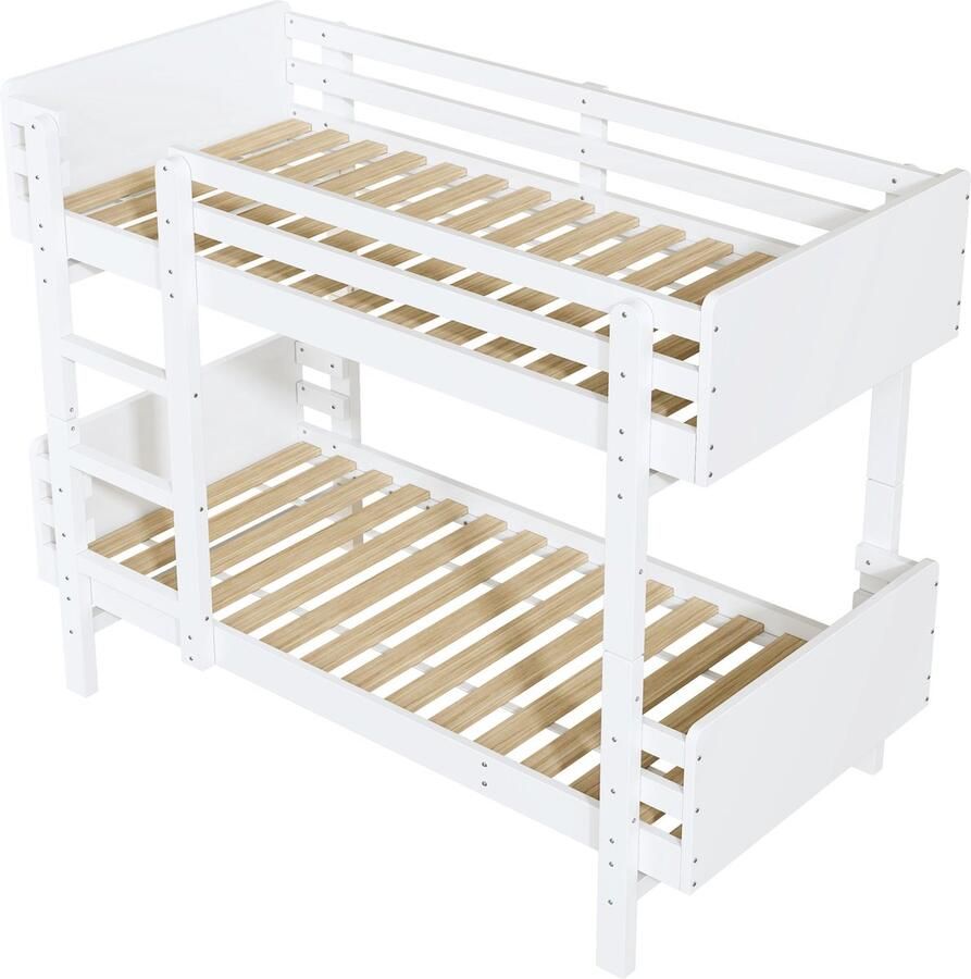 Merax Stapelbed voor Kinderen 90x190 cm – Massief Houten Frame Omvormbaar naar Twee Eenpersoonsbedden Wit