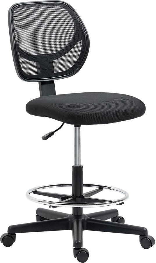 Merax Statafel Bureaustoel Ergonomische Verstelbare Draaistoel met Voetsteun Zwart