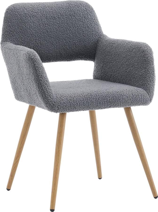 Merax Teddy Stof Make-up Stoel Fluweel Gestoffeerd Fauteuil Donkergrijs