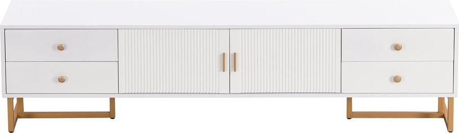 Merax TV-Schrank met Gestructureerde Deuren Schubladen en Gouden Accenten Modern TV-meubel voor TV's tot 79 Inch