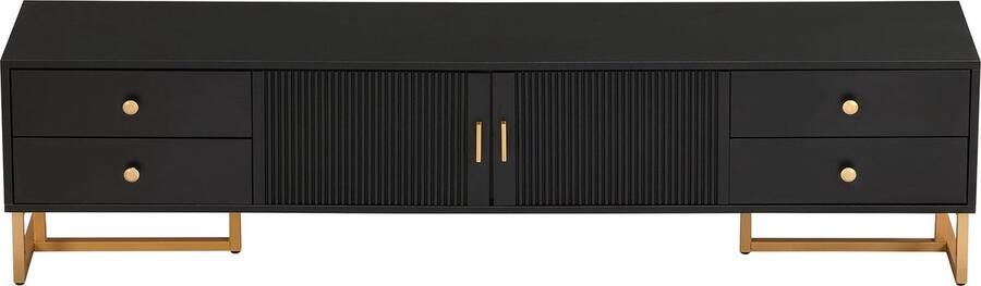 Merax TV-Meubel 175 cm Zwart met Gouden Handgrepen en Poten TV-Kast met 4 Schubladen en 2 Deuren Geschikt voor 70-79 inch TV s - Foto 2