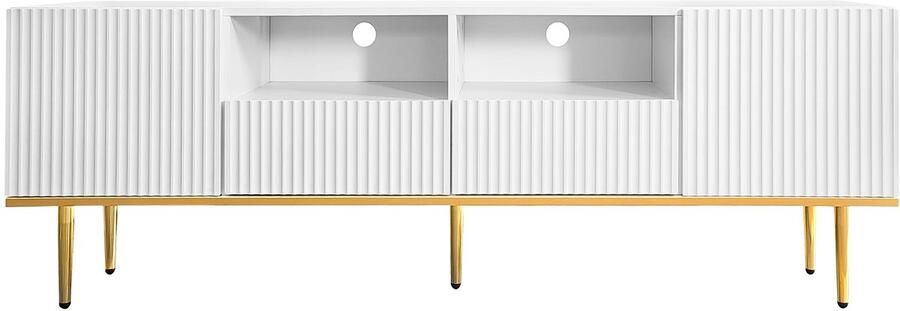 Merax Moderner TV-Schrank TV-Möbel mit goldenen Füßen und goldenem RandBeschreibung - Foto 2