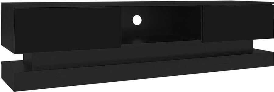 Merax TV-meubel met LED-verlichting Zwart Hoogglans 160 cm Geschikt voor 60-inch TV's 2 lades