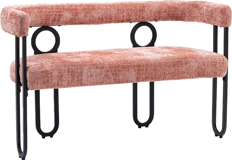 Merax 2-Zits Design Bank – Roze Chenille met Zwart – Loveseat – Moderne Woonkamerbank - Foto 3