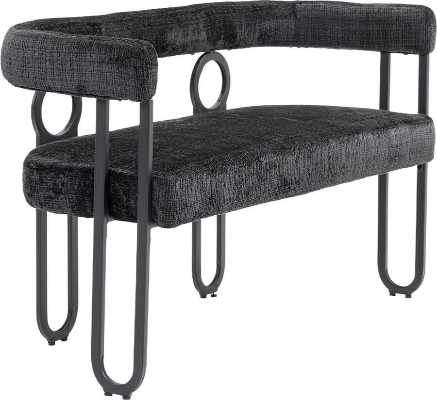 Merax Tweepersoons Loveseat Modern Fauteuil voor 2 Personen Zitbank in Chenille Stof Zwart - Foto 3