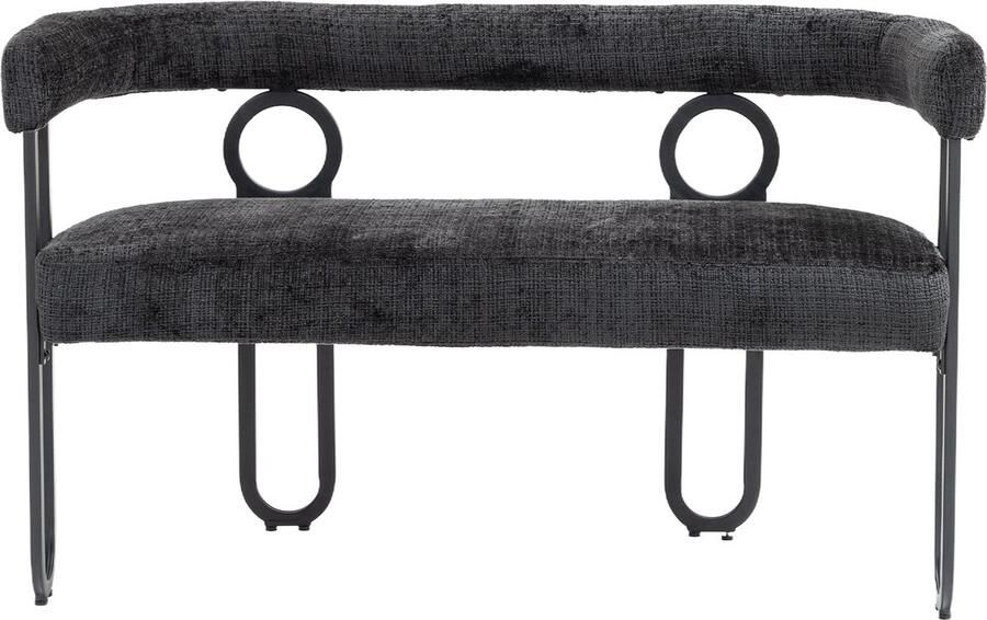 Merax Tweepersoons Loveseat Modern Fauteuil voor 2 Personen Zitbank in Chenille Stof Zwart - Foto 2