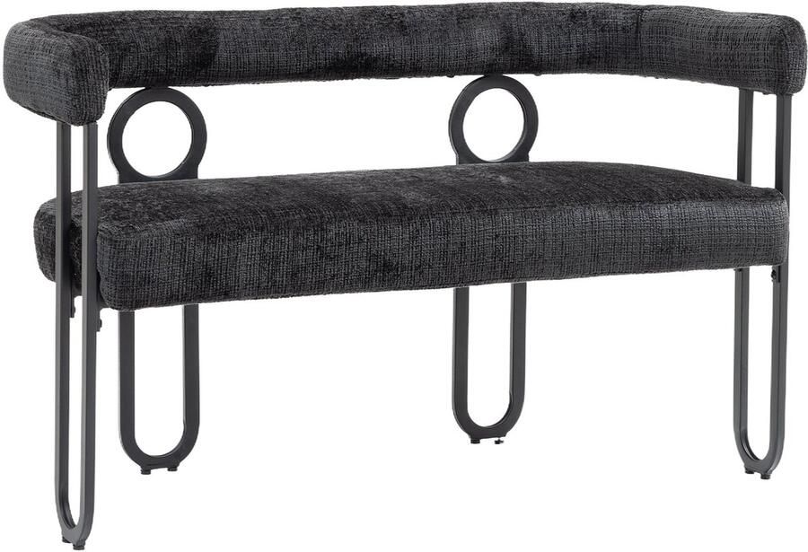 Merax Tweepersoons Loveseat Modern Fauteuil voor 2 Personen Zitbank in Chenille Stof Zwart