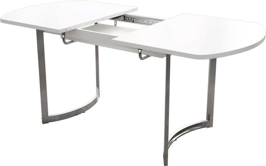 Merax [ niet compleet] Ausziehbarer Esstisch 140 180 x 80 cm ausziehbare Länge 180 cm versilberte Metallbeine moderner Stil hochfeste Legierungshalterung geeignet für 4–6 Personen weiße + versilberte Tischbeine - Foto 2