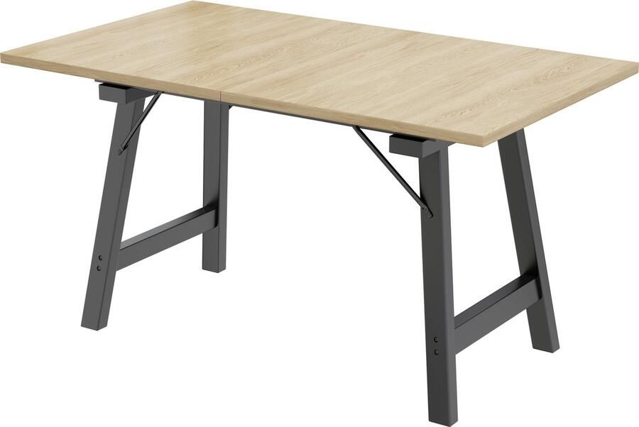 Merax Uitschuifbare Eettafel Houtkleurig – Telescooptisch (140 180x80 cm) – Moderne Tafel met Verstelbare Lengte en Sterke Ondersteuning – Geschikt voor 4-6 Personen