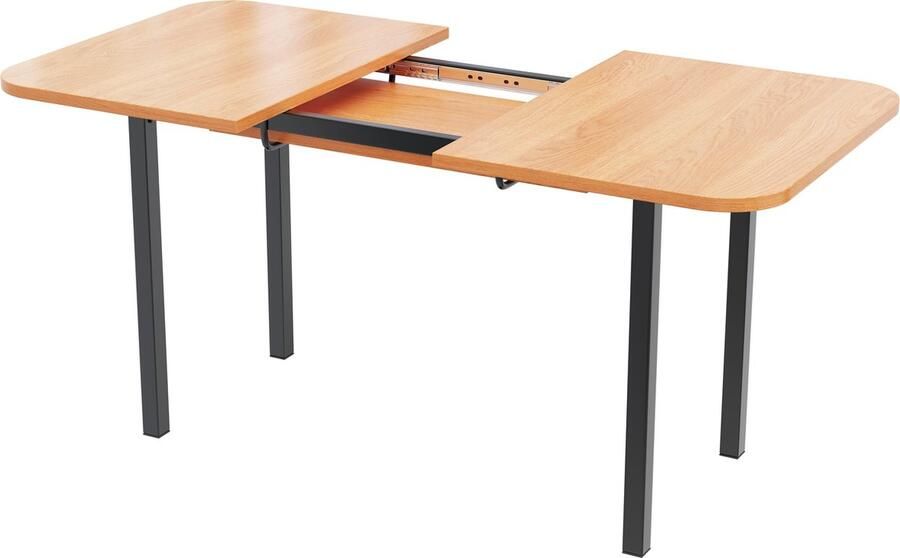 Merax Uitschuifbare Eettafel in Houtkleur 120-160 cm – Minimalistische Eettafel voor 4-6 Personen MDF Blad met Sterke Legeringssteun Natuurlijk Eikenlook