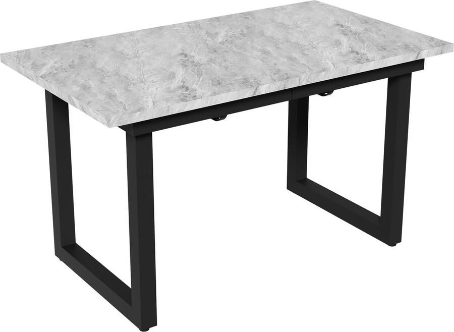 Merax Uitschuifbare Eettafel in Industriële Stijl Rechthoekige Tafel Multifunctionele Eettafel Koffietafel Betonlook + Zwart