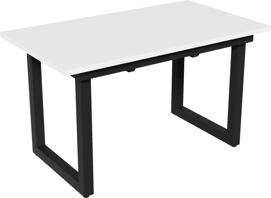 Merax Uitschuifbare Eettafel Industriële Eettafel Rechthoekige Tafel met Stalen Frame Ruimtebesparende Multifunctionele Tafel Wit + Zwart