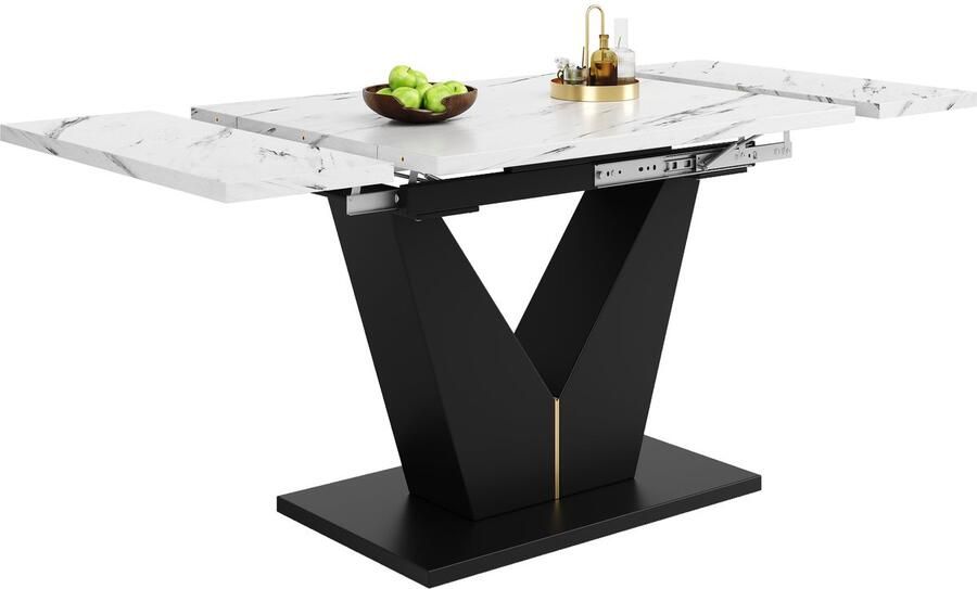 Merax Uitschuifbare Eettafel Wit Zwart MDF Industrieel Design 99-159x75 cm