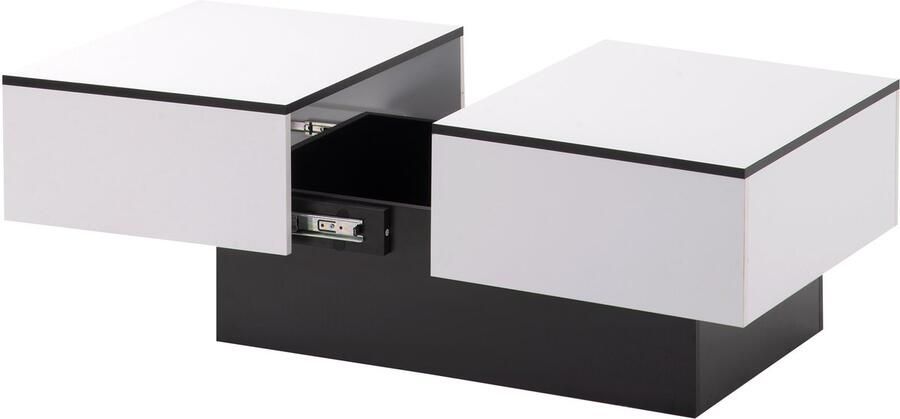 Merax Universele salontafel Hoogglans wit Uitschuifbaar blad & opbergruimte Woonkamertafel Modern design