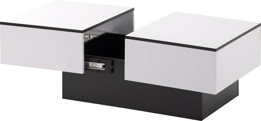 Merax Universele Salontafel met Uitschuifbaar Tafelblad en Opbergruimte Hoogglans Wit