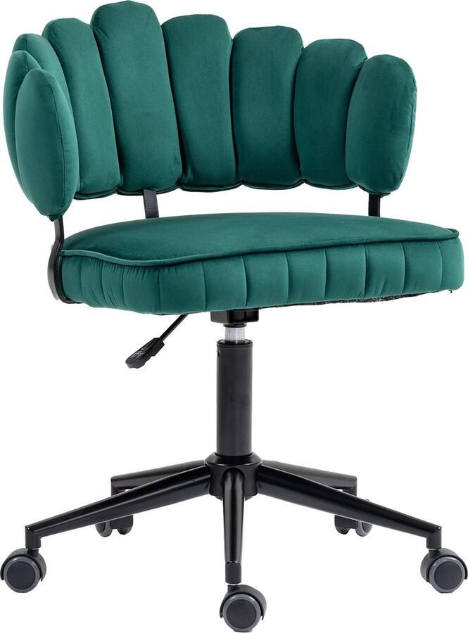 Merax Velvet Bureaustoel – 360° Draaibaar In Hoogte Verstelbaar Ergonomisch Bloembladontwerp Luxe Fluwelen Bekleding Stabiel Onderstel met 5 Wielen