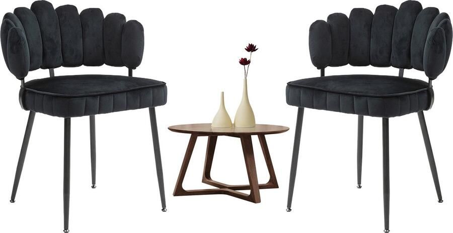 Merax Velvet Eetkamerstoelen Set van 2 – Moderne Comfortabele Stoelen met Ronde Rugleuning en Luxe Samtbekleding – Ideaal voor Eetkamer Woonkamer Slaapkamer en Kantoor