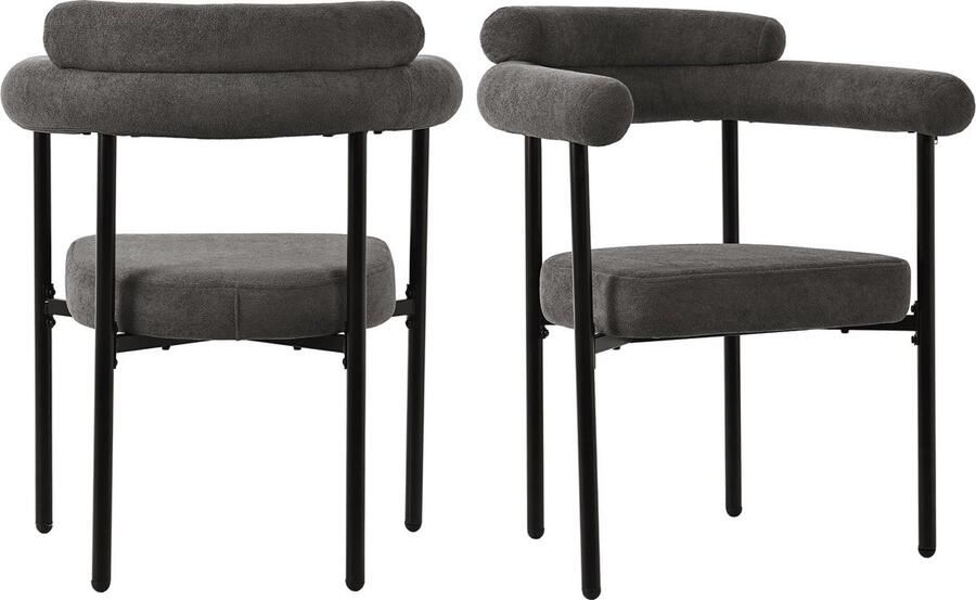 Merax set van 2 eetkamerstoelen moderne stoelen met donkergrijze suède stof ergonomisch ontwerp comfortabele zit geschikt voor eetkamer woonkamer en kantoor