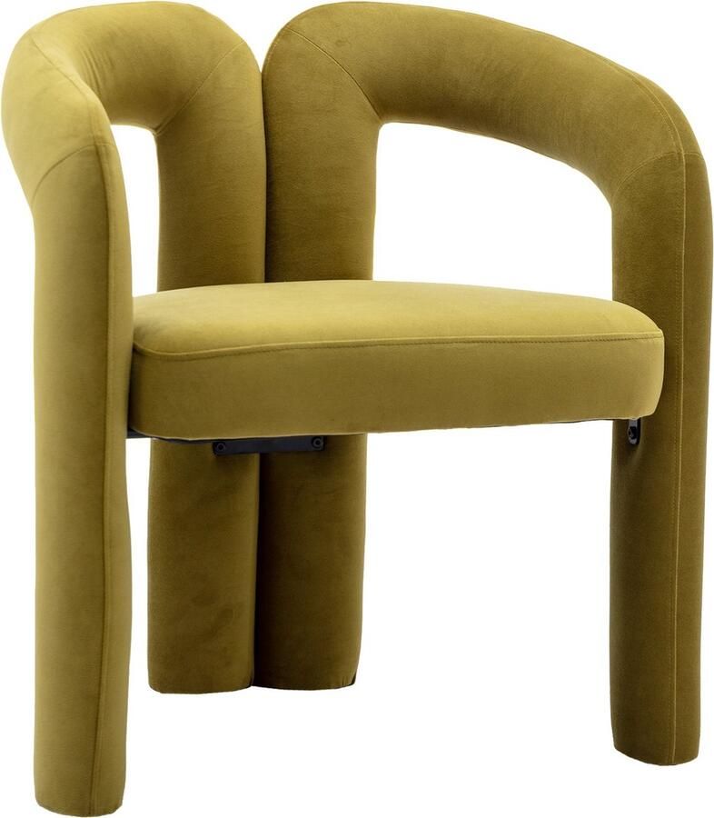 Merax Velvet Eetkamerstoelen Set van 2 Moderne Design Stoelen met Comfortabele Zitting en Houten Poten Olijfgroen - Foto 2