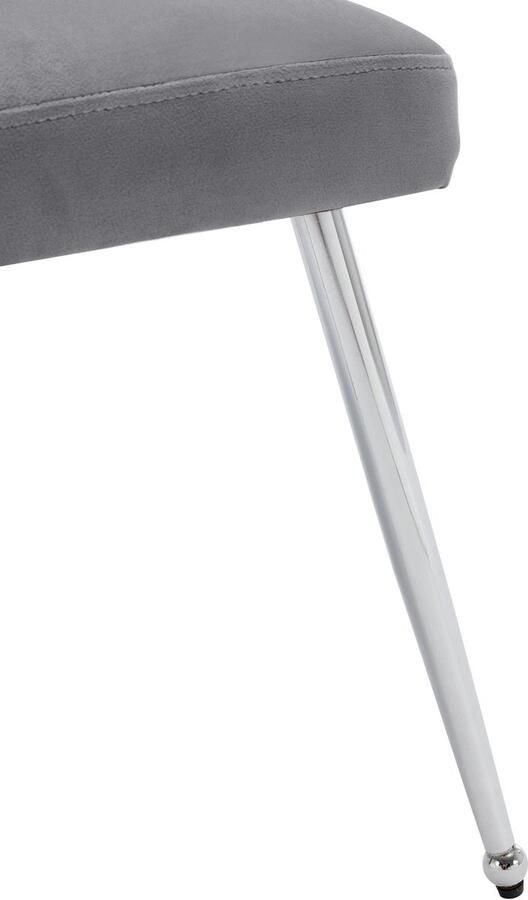 Merax Set Van 4 Eetkamerstoelen met knoopvormen Gepolsterde Lounge Stoelen met Lendenkussen Moderne Stalen Basis Grijs - Foto 2