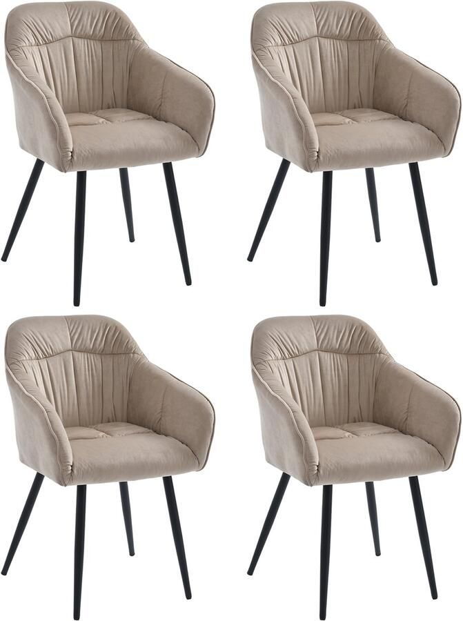 Merax [ niet compleet] Esszimmerstuhl (4 St) Polsterstuhl mit Metallbeine Samt Polsterung mit Samt-Bezug Küchenstuhl mit Rückenlehne mit Armlehne Samt Wohnzimmer Stühle verstellbare Vorderbeine des Stuhls Braun
