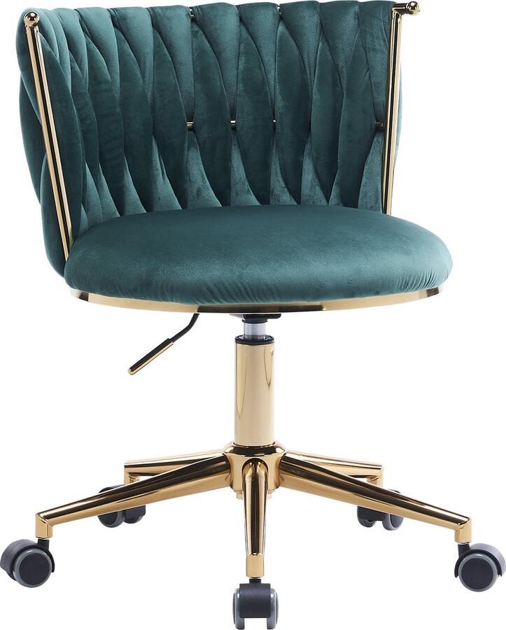 Merax Verstelbare Draaistoel – Moderne Home Office Stoel in Donkergroen Compacte Werk- en Make-upstoel