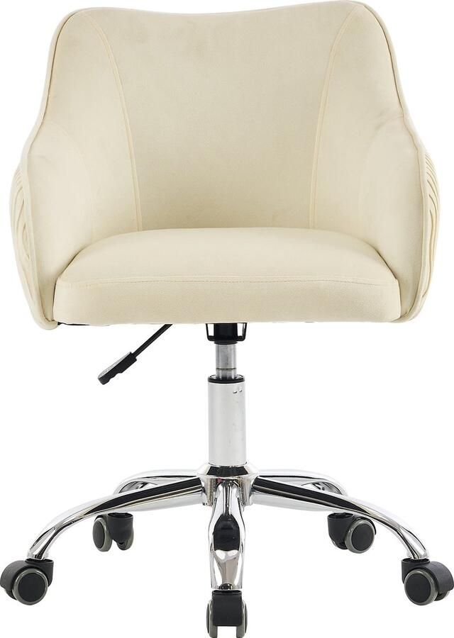 Merax Verstelbare en Draaibare Samtstoel – Beige Stoel voor Thuis Kantoor Vrije Tijd en Make-up