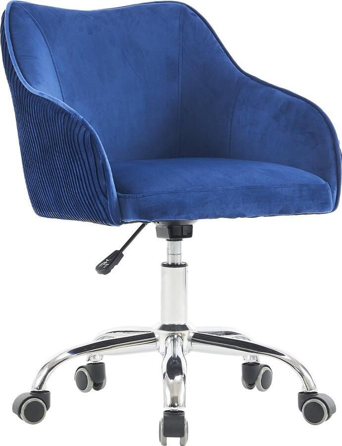 Merax Verstelbare Gestoffeerde Bureaustoel Draaistoel voor Woonkamer Kantoor Make-up en Vrije Tijd Donkerblauw