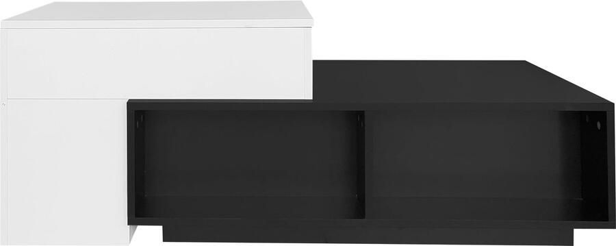 Merax Verstelbare Salontafel Set – Zwart en Wit – Moderne Hoogte Verstelbare Tafels met Verborgen Opbergruimte – 2-Delig