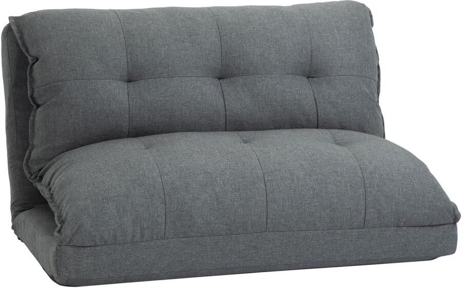 Merax Vloerstoel 2-in-1 – Verstelbare Bodemstoel met Rugleuning – Slaapbank Zonder Poten – Grijs – 100x71x54 cm