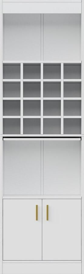 Merax Wijnkast in Wit – 180 cm Hoog – Wijnrek met 16 Flessenhouders Highboard voor Woonkamer en Eetkamer