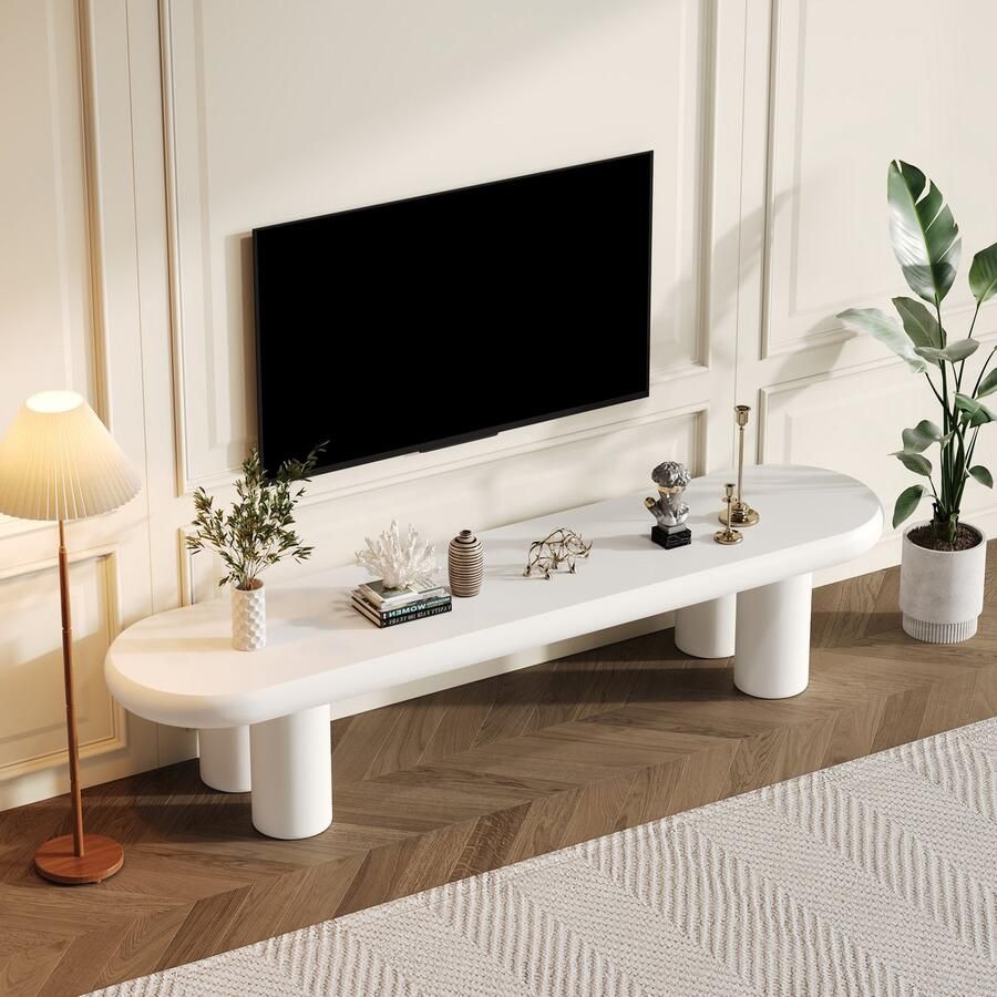 Merax Wit tv-meubel van 160 x 40 x 40 cm modern tv-meubel in minimalistische stijl met 4 stevige steunpoten
