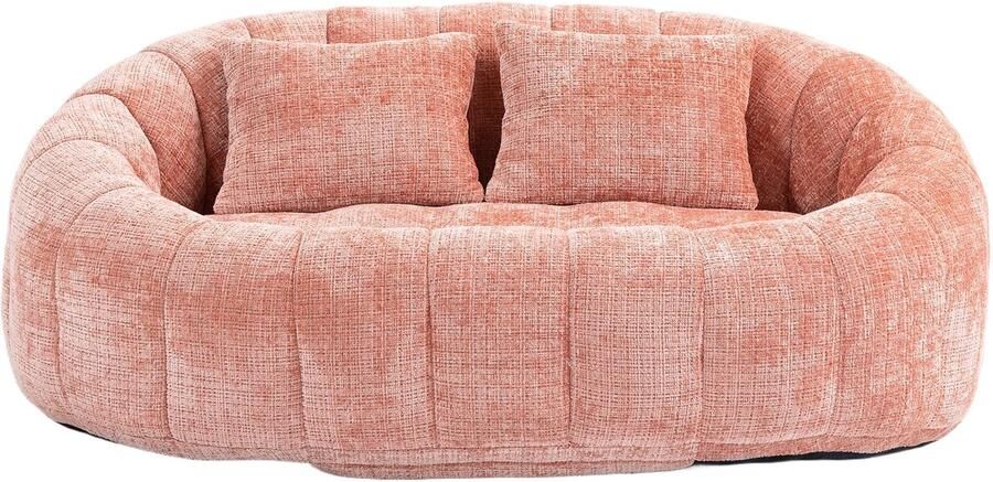 Merax Zitzak Sofa – Luxe Chenille Loungestoel met Hoge Rugleuning – Zachte en Duurzame Lounge Stoel voor Volwassenen en Kinderen – Indoor & Outdoor – 150x95x63 cm – Roze