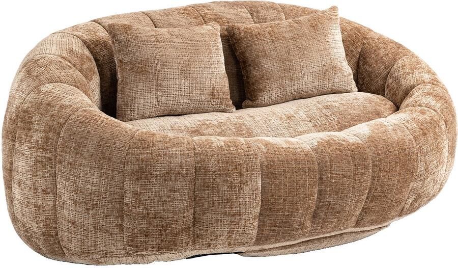 Merax Zitzak Sofa – Luxe Chenille Loungestoel – Hoge Rugleuning & Schuimvulling – Comfortabele Relaxbank voor Woonkamer & Slaapkamer – Bruin