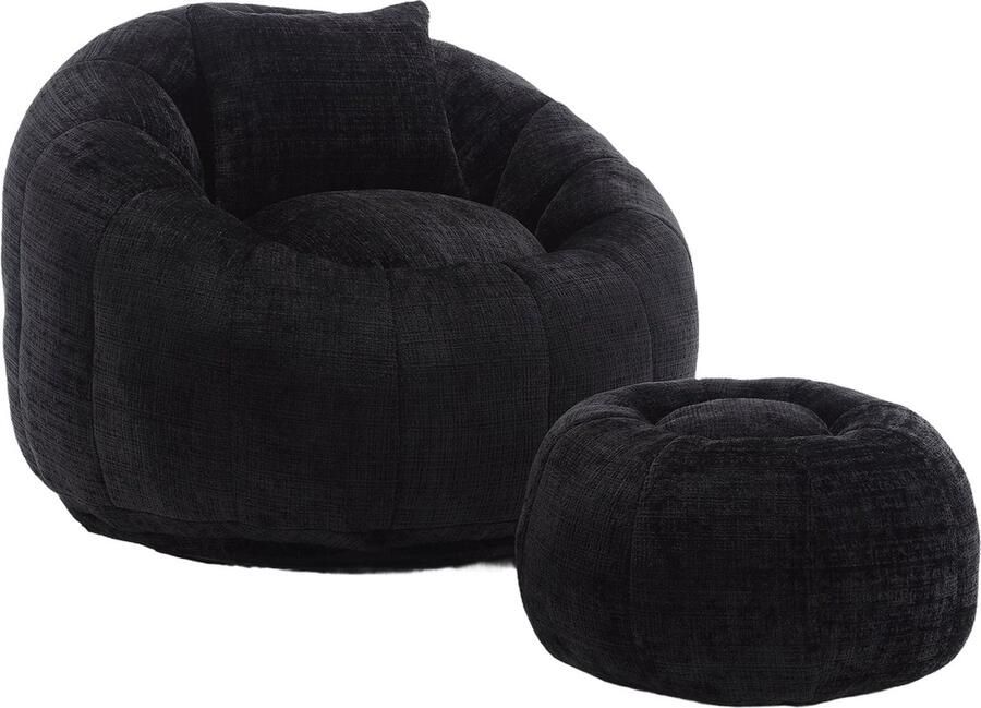 Merax Zitzak Loungestoel met Draaibare Pedalen – Comfortabel Chenille Relaxsofa voor Woonkamer en Slaapkamer