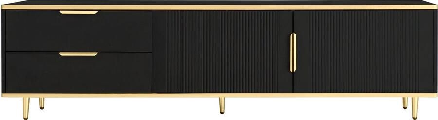 Merax TV-meubel met Gesneden Textuur – Gouden Handgrepen & Poten – Woonkamermeubel met Marmerstructuur – Luxe Design - Foto 2