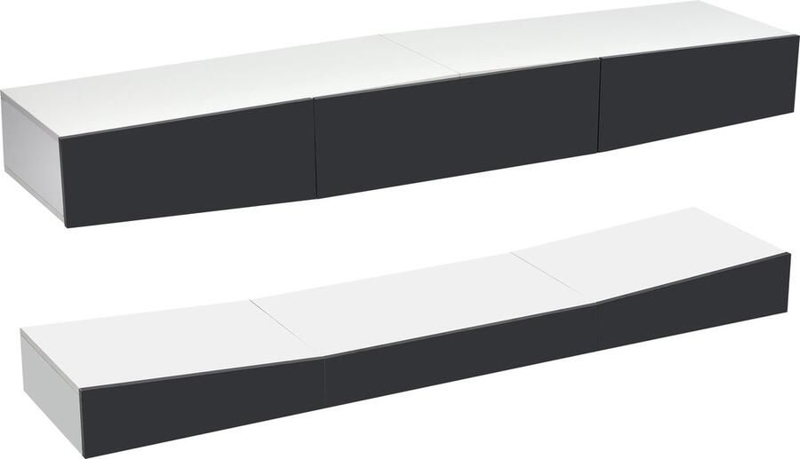 Merax hangend TV-meubel Zwevend design met LED-verlichting Geschikt voor TV's van 70 tot 79 inch Grijs